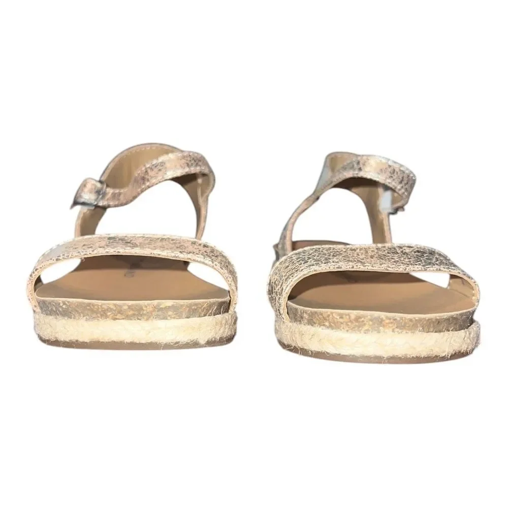 Lucky Brand Girls Gaelia Espadrille Sandals Metallic Gold Leather 13M New
